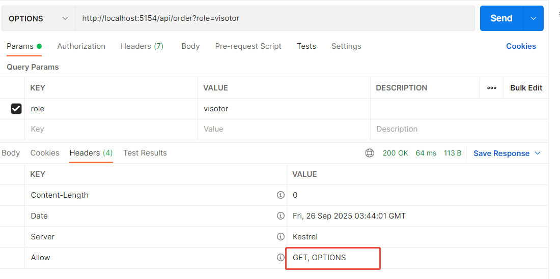普通用户 OPTIONS 响应